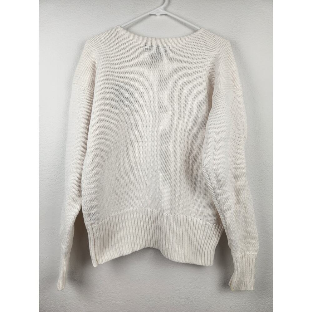 Vintage Polo Ralph Lauren Cream Sweater Men Small Crew Neck Logo Long Sleeve - Picture 3 of 10